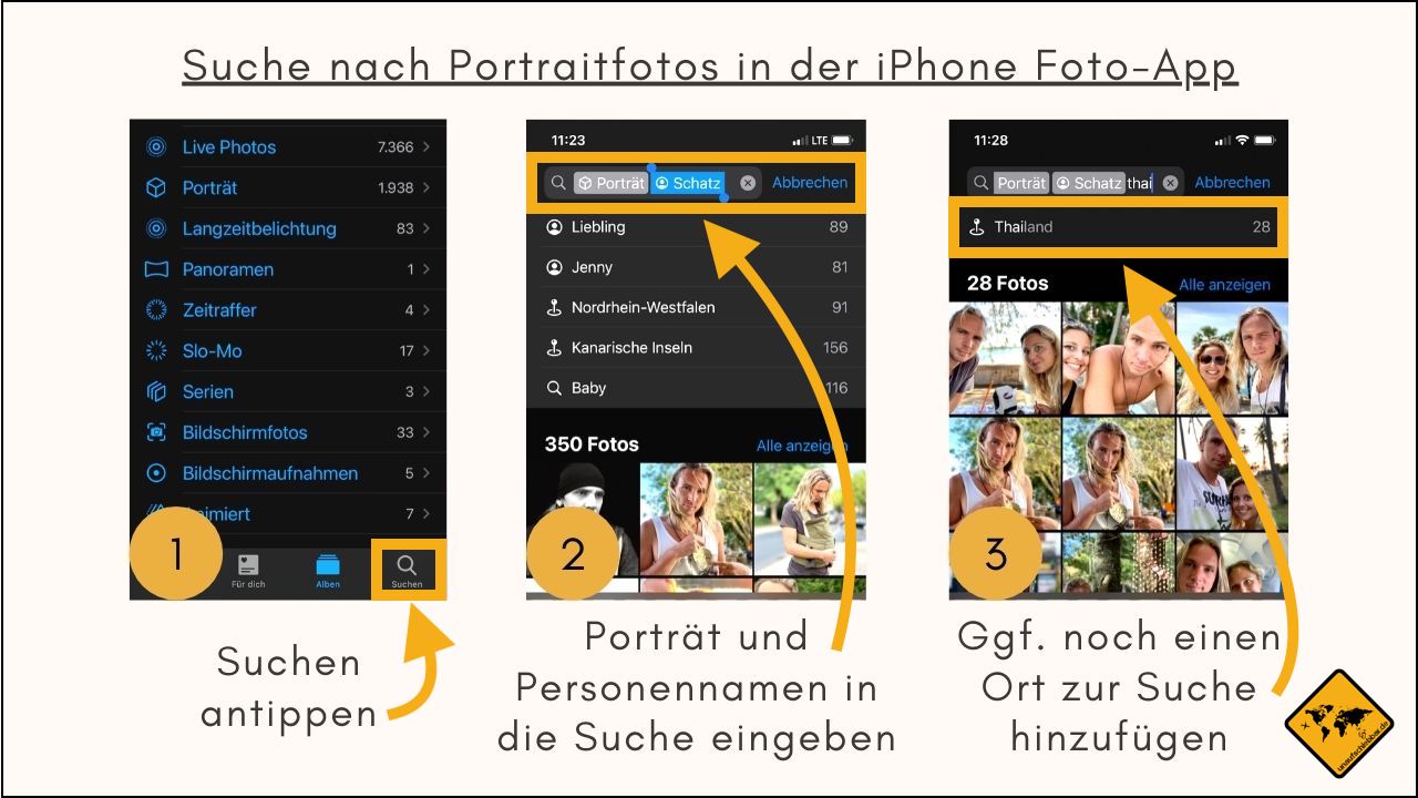 iPhone Foto-App Suche Porträt