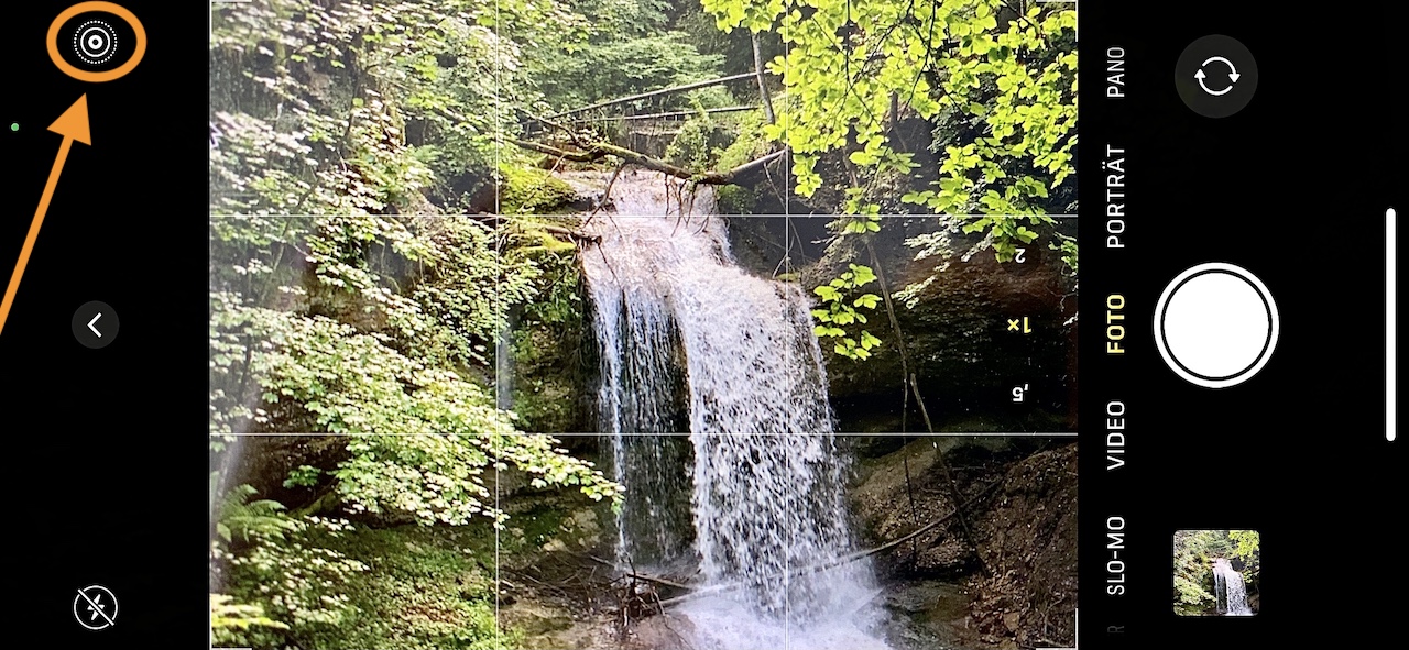 iPhone Live Modus Wasserfall fotografieren