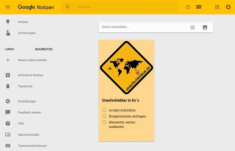 remote Arbeit remote arbeiten Tipps Google Keep